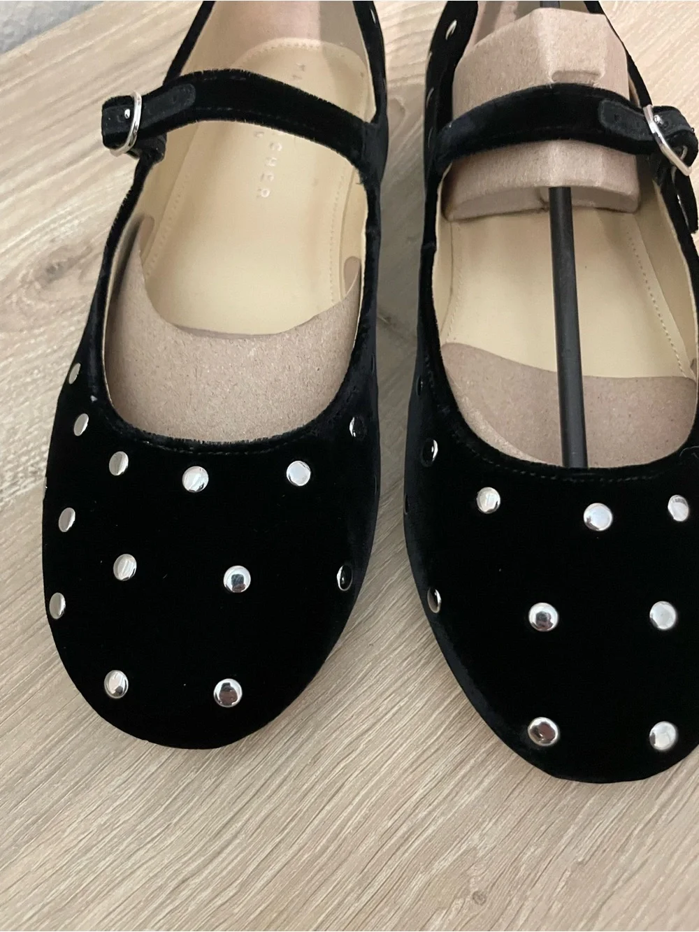 Marc Fisher Elizza2 Black “Embellished” Studded Mary Jane Flats